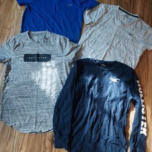 Hollister Men's Blue and Gray Short Sleeve Tees